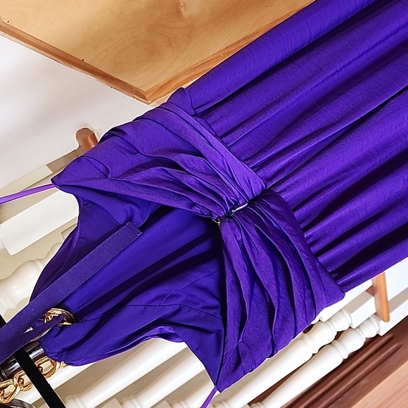 NWT BCBGMAXAZRIA Long Gown Dress with Jeweled Necklace size 2 purple 💜 color - Picture 7 of 15